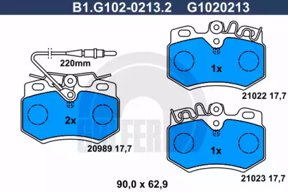 Комплект тормозных колодок (GALFER: B1.G102-0213.2)