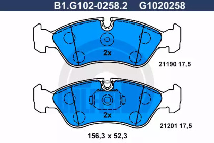 Комплект тормозных колодок (GALFER: B1.G102-0258.2)