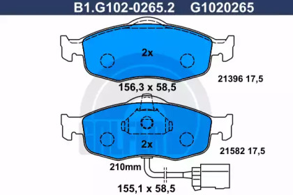 Комплект тормозных колодок (GALFER: B1.G102-0265.2)