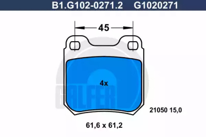 Комплект тормозных колодок (GALFER: B1.G102-0271.2)