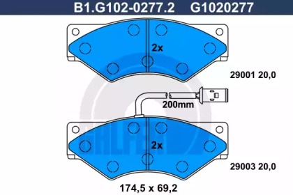 Комплект тормозных колодок (GALFER: B1.G102-0277.2)