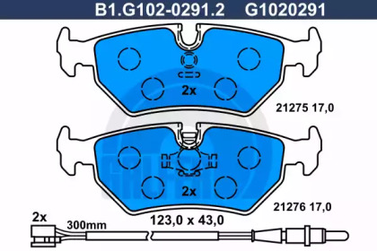 Комплект тормозных колодок (GALFER: B1.G102-0291.2)