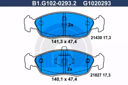 Комплект тормозных колодок (GALFER: B1.G102-0293.2)