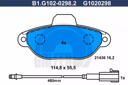 Комплект тормозных колодок (GALFER: B1.G102-0298.2)