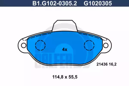 Комплект тормозных колодок (GALFER: B1.G102-0305.2)