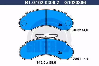 Комплект тормозных колодок (GALFER: B1.G102-0306.2)