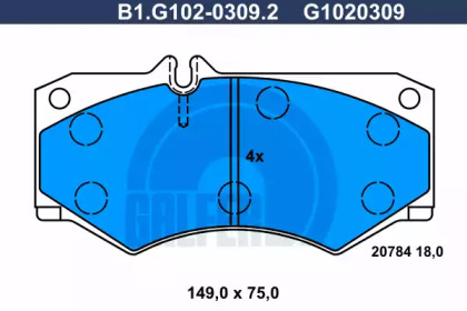 Комплект тормозных колодок (GALFER: B1.G102-0309.2)