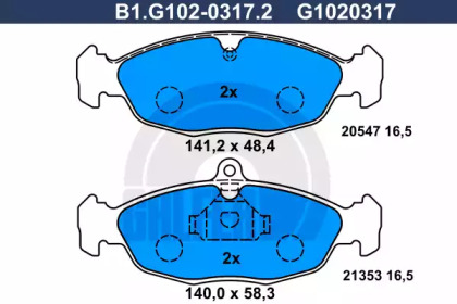 Комплект тормозных колодок (GALFER: B1.G102-0317.2)