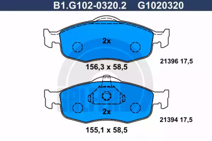 Комплект тормозных колодок (GALFER: B1.G102-0320.2)