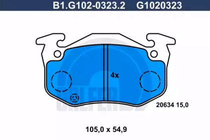 Комплект тормозных колодок (GALFER: B1.G102-0323.2)