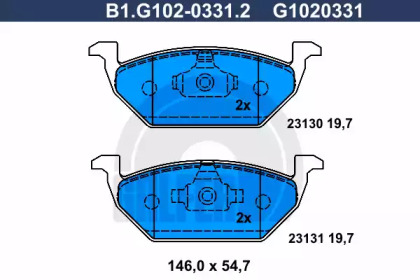 Комплект тормозных колодок (GALFER: B1.G102-0331.2)