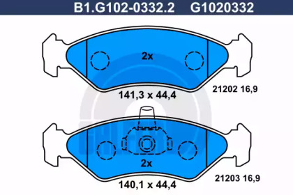 Комплект тормозных колодок (GALFER: B1.G102-0332.2)