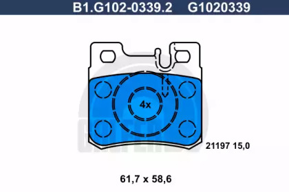 Комплект тормозных колодок (GALFER: B1.G102-0339.2)