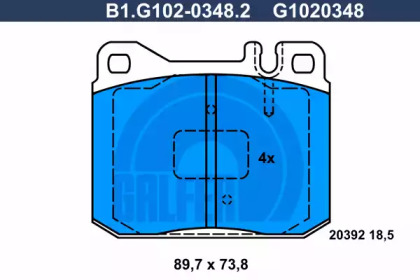 Комплект тормозных колодок (GALFER: B1.G102-0348.2)