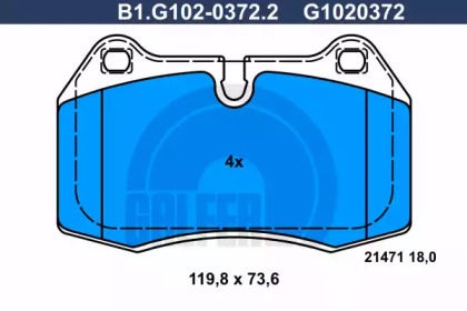 Комплект тормозных колодок (GALFER: B1.G102-0372.2)