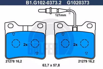 Комплект тормозных колодок (GALFER: B1.G102-0373.2)