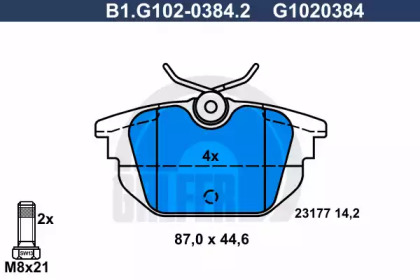 Комплект тормозных колодок (GALFER: B1.G102-0384.2)