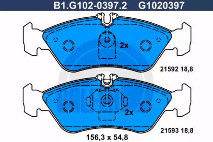 Комплект тормозных колодок (GALFER: B1.G102-0397.2)