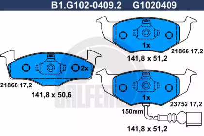 Комплект тормозных колодок (GALFER: B1.G102-0409.2)