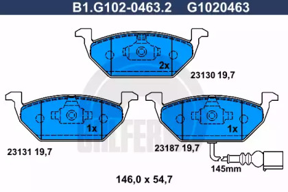 Комплект тормозных колодок (GALFER: B1.G102-0463.2)