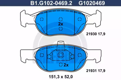 Комплект тормозных колодок (GALFER: B1.G102-0469.2)