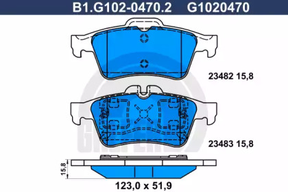 Комплект тормозных колодок (GALFER: B1.G102-0470.2)