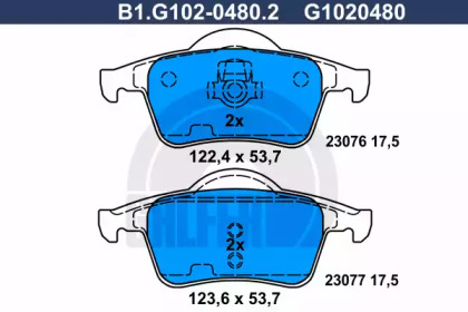 Комплект тормозных колодок (GALFER: B1.G102-0480.2)