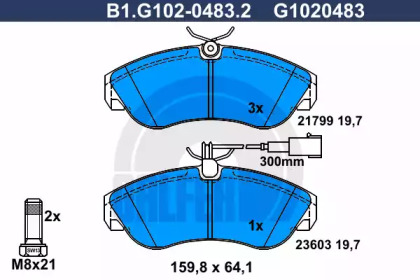 Комплект тормозных колодок (GALFER: B1.G102-0483.2)