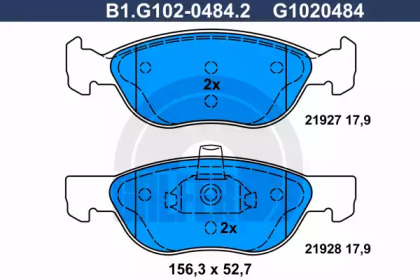 Комплект тормозных колодок (GALFER: B1.G102-0484.2)