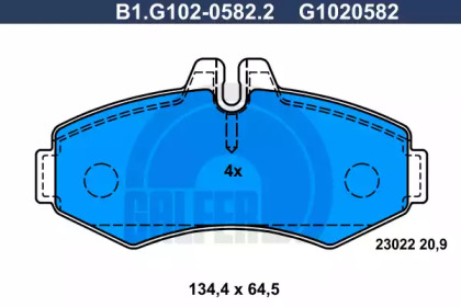 Комплект тормозных колодок (GALFER: B1.G102-0582.2)