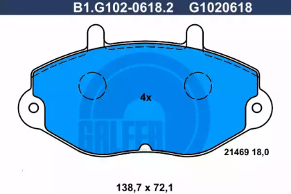 Комплект тормозных колодок (GALFER: B1.G102-0618.2)