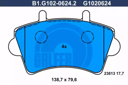 Комплект тормозных колодок (GALFER: B1.G102-0624.2)