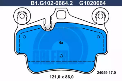 Комплект тормозных колодок (GALFER: B1.G102-0664.2)