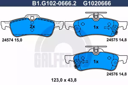 Комплект тормозных колодок (GALFER: B1.G102-0666.2)