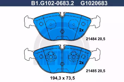 Комплект тормозных колодок (GALFER: B1.G102-0683.2)