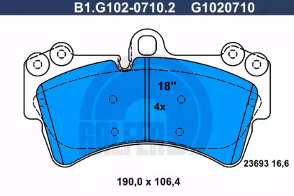 Комплект тормозных колодок (GALFER: B1.G102-0710.2)