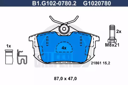 Комплект тормозных колодок (GALFER: B1.G102-0780.2)