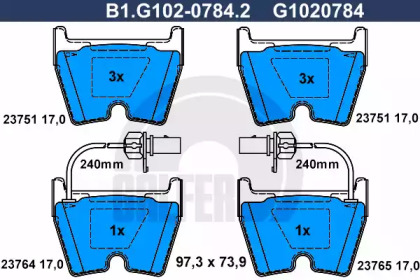 Комплект тормозных колодок (GALFER: B1.G102-0784.2)