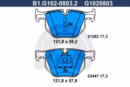 Комплект тормозных колодок (GALFER: B1.G102-0803.2)