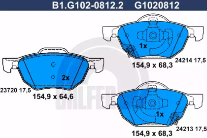 Комплект тормозных колодок (GALFER: B1.G102-0812.2)