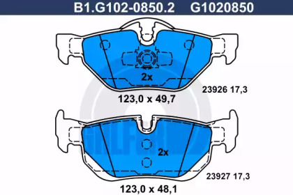 Комплект тормозных колодок (GALFER: B1.G102-0850.2)