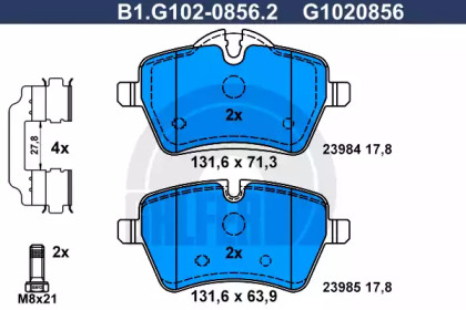 Комплект тормозных колодок (GALFER: B1.G102-0856.2)