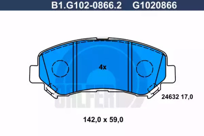 Комплект тормозных колодок (GALFER: B1.G102-0866.2)