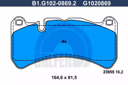 Комплект тормозных колодок (GALFER: B1.G102-0869.2)