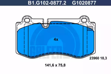 Комплект тормозных колодок (GALFER: B1.G102-0877.2)