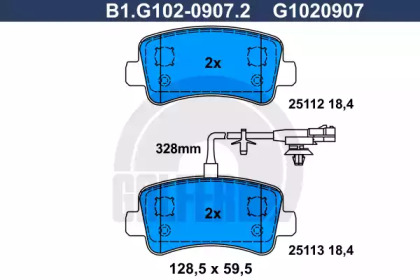 Комплект тормозных колодок (GALFER: B1.G102-0907.2)