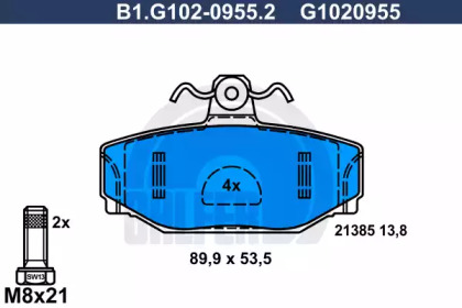 Комплект тормозных колодок (GALFER: B1.G102-0955.2)