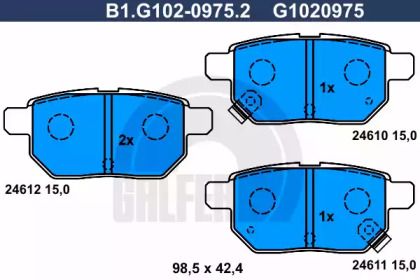 Комплект тормозных колодок (GALFER: B1.G102-0975.2)