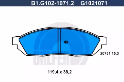 Комплект тормозных колодок (GALFER: B1.G102-1071.2)