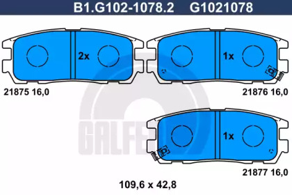 Комплект тормозных колодок (GALFER: B1.G102-1078.2)